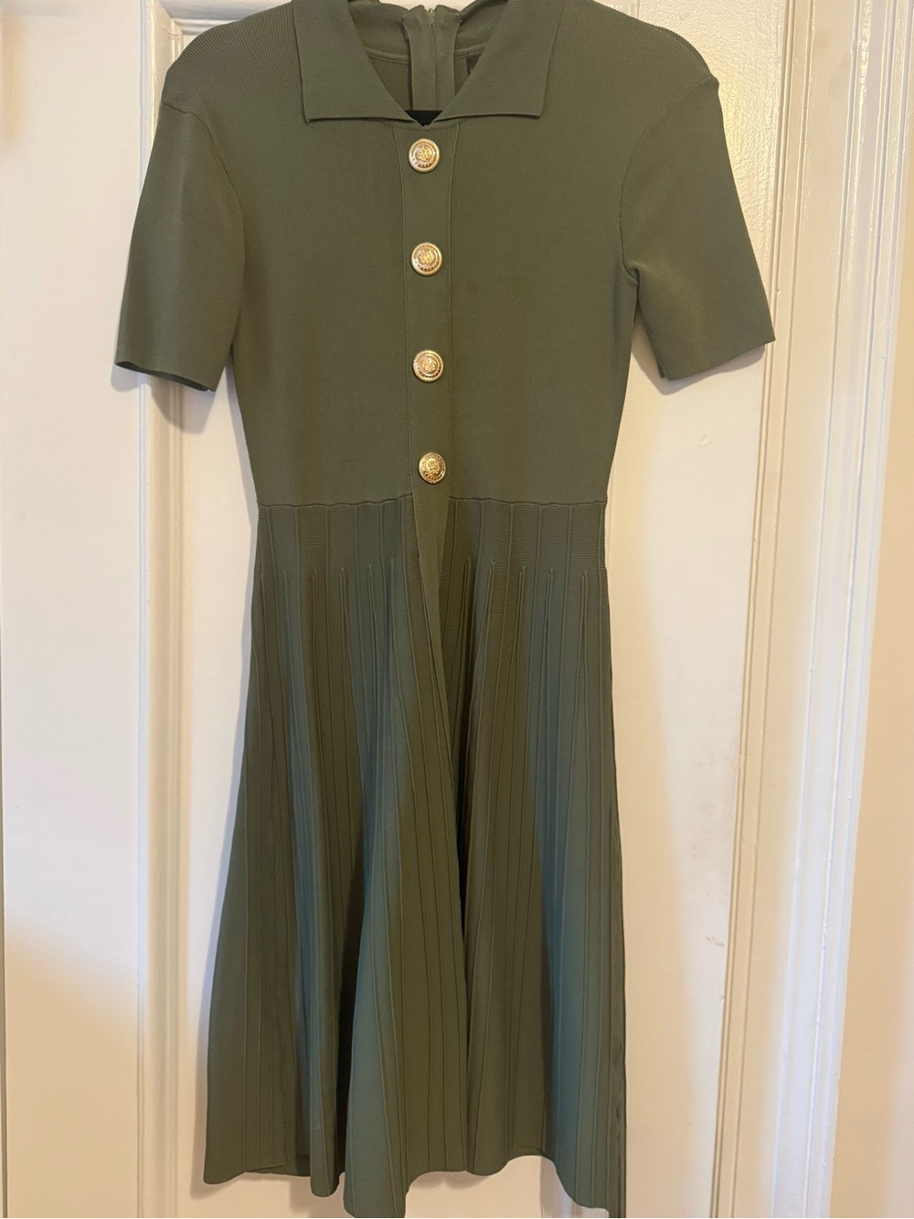 Alexia Admor Olive Knit Polo Dress with Gold Buttons
